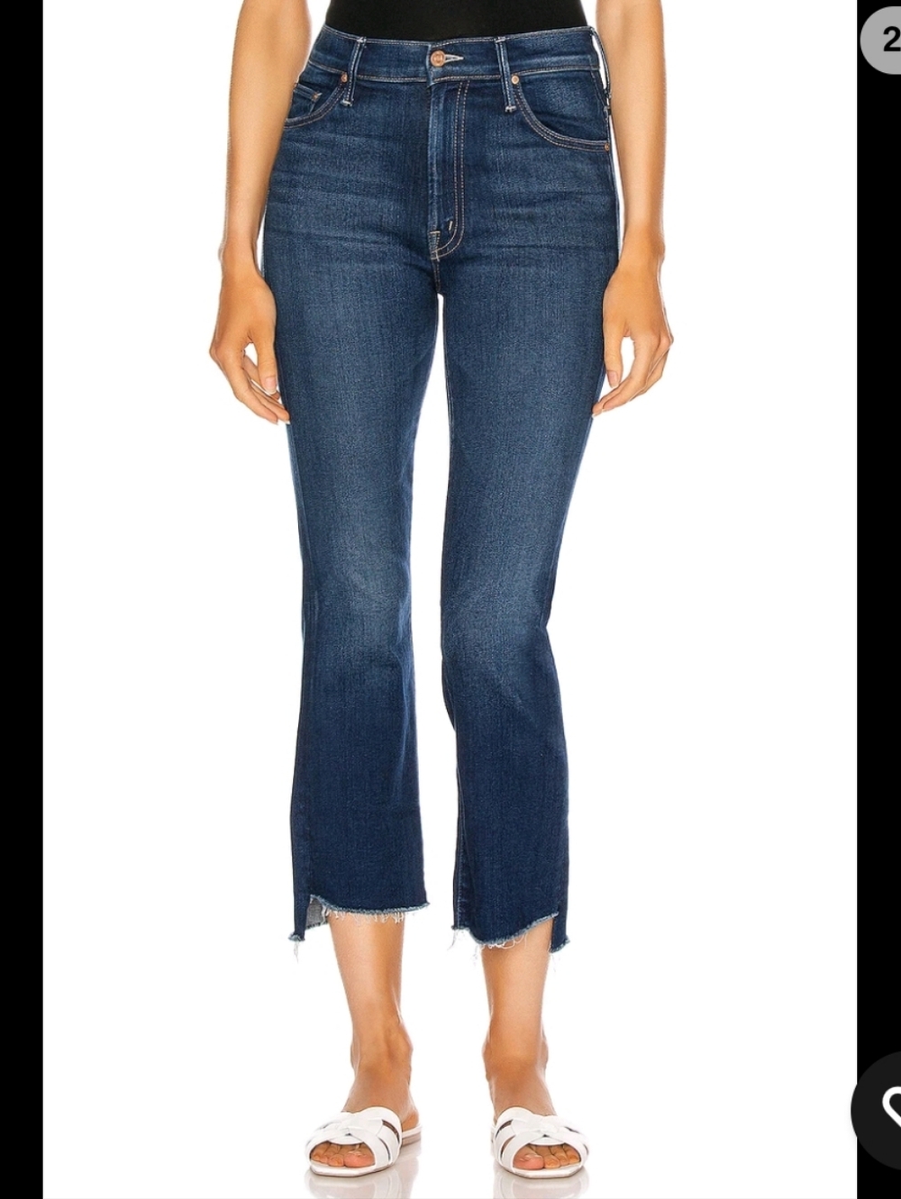 MOTHER Insider Crop Step Fray Cropped Jeans Home Movies Medium Blue Size 25